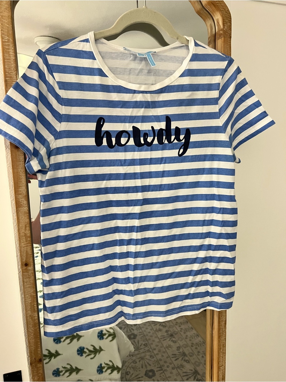 Draper James Blue and White Striped 'howdy' Tee
